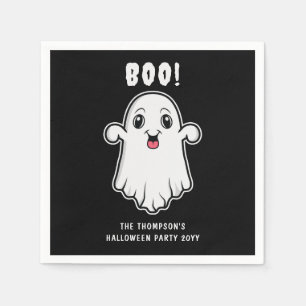 Boo Halloween Geest Aangepaste Tekst Zwart En Wit Servet