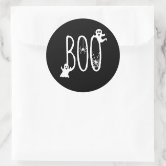BOO Halloween Geest Spinnen Zwart Thema Ronde Sticker