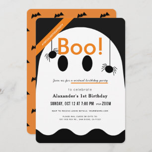Boo. Halloween Ghost Cute Virtual Birthday Kaart