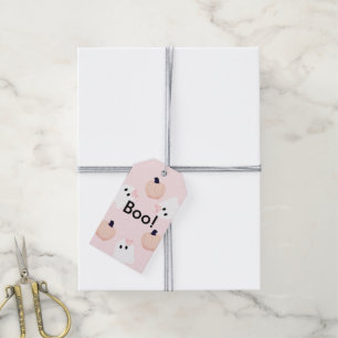 Boo Halloween Ghost Girl Pumpkin Pink Gift Labels Cadeaulabel