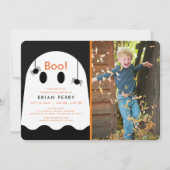 Boo. Halloween Ghost & Spiders Foto Birthday Kaart (Voorkant)