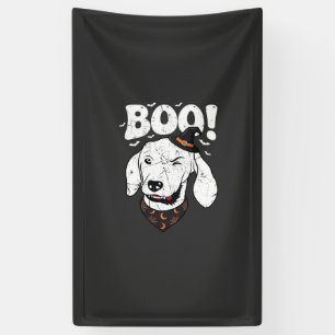Boo Halloween Hond Heks Hoed Vleermuizen Spandoek