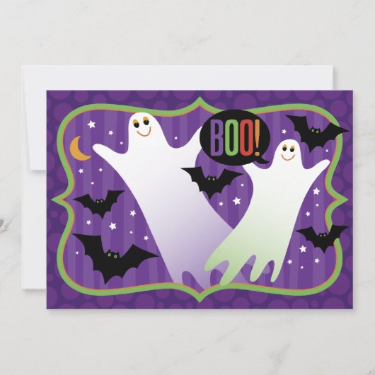 Boo! Halloween Invitation de fête fantômes mignons (Devant)