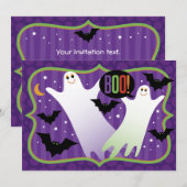 Boo! Halloween Invitation de fête fantômes mignons (Devant / Derrière)