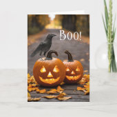 Boo Halloween Jack o' Lanterns en Raven Kaart (Voorkant)
