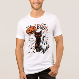 BOO Halloween Kat & Pompoen Tri-Blend Shirt