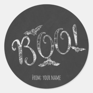 BOO! Halloween Krijtbord Krijt Vakantie Feest Ronde Sticker