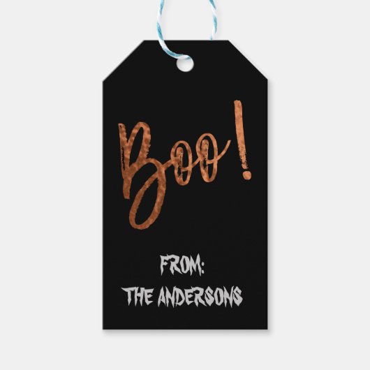 Boo ! Halloween moderne Halloween Étiquette cadeau (Devant)