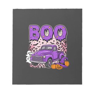 Boo Halloween Paarse Truck Geest en Pompoenen Desi Notitieblok