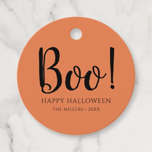 Boo Halloween Schattige Sinaasappel Bedankjes Labels (Voorkant)