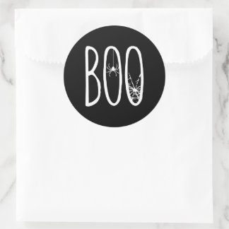 BOO Halloween Spinnenweb Zwart Ronde Sticker