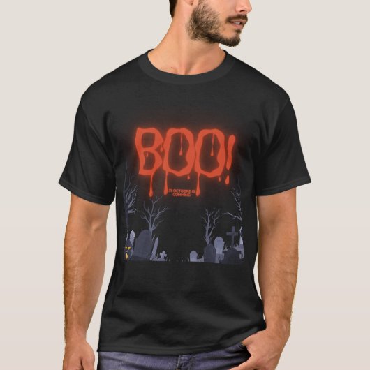 Boo Halloween Spooky Night Graveyard Pumpkin Shirt (Voorkant)