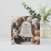 Boo Halloween thema schattige zwangerschapsaankond Kaart (Staand voorkant)
