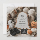 Boo Halloween thema schattige zwangerschapsaankond Kaart (Voorkant)