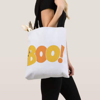 Boo Halloween-typografie met spinnen Draagtas