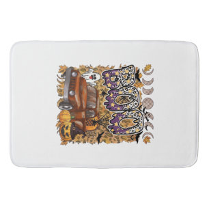 Boo Halloween Vintage Truck Geest Pompoenen Luipaa Badmat