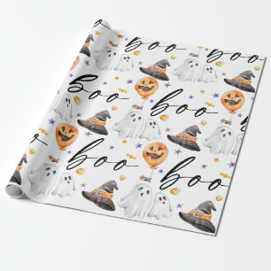 Boo Halloween Waterverf  Cadeaupapier