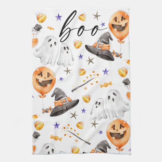 Boo Halloween Waterverf Theedoek (Verticaal)
