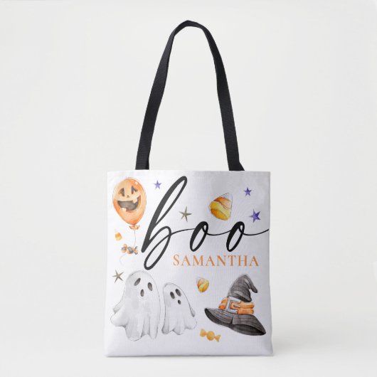 Boo Halloween Waterverf Trick or treat White Draagtas (Voorkant)