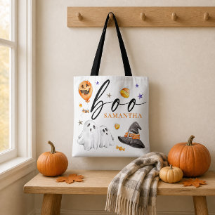 Boo Halloween-waterverf wit Draagtas