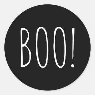 Boo Halloween Zwarte typografie voor een spookfe Ronde Sticker