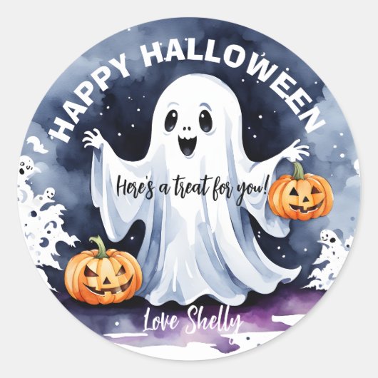Boo ! Happy Ghost Halloween autocollant (Devant)