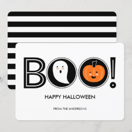 Boo. Happy Halloween Flat Kaart