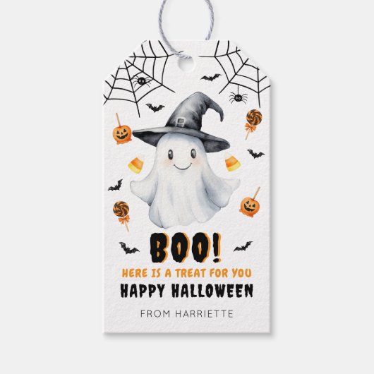 Boo Happy Halloween Ghost Gift Labels Cadeaulabel (Voorkant)