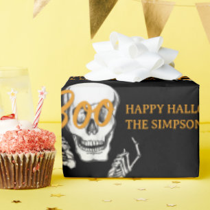 Boo Happy Halloween Grappig Schedel feest Cadeaupapier