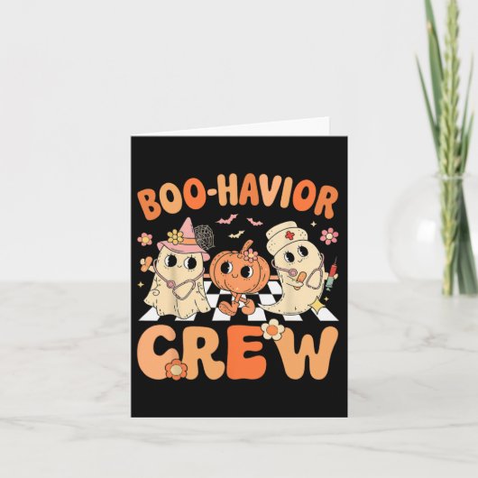Boo Havior Crew Schattige Halloween Therapeut Ghos Kaart (Voorkant)