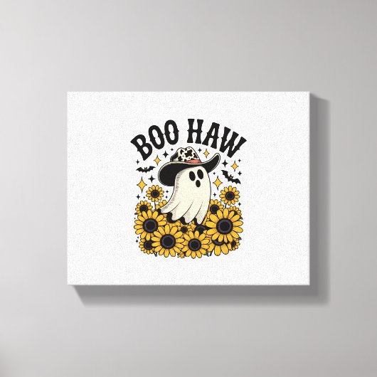 Boo Haw Koe Ghost Western Halloween Canvas Afdruk (Voorkant)