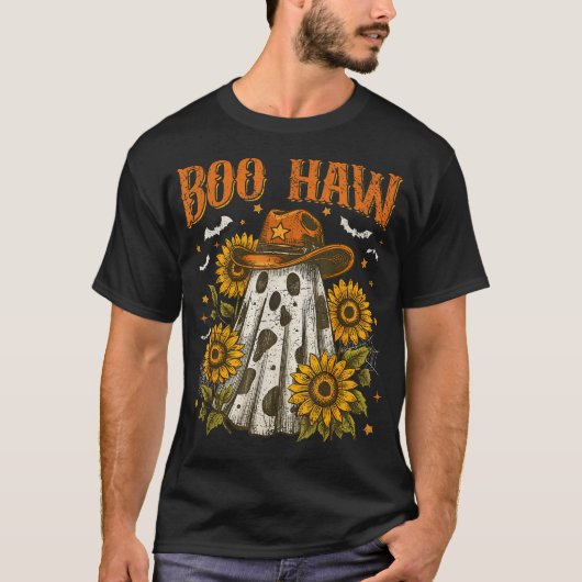 Boo Haw Koe Spot Ghost Pattern Western Halloween T-shirt (Voorkant)