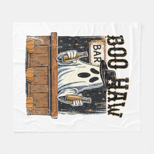 Boo Haw Retro Western Halloween Fleece Deken (Voorkant (Horizontaal))