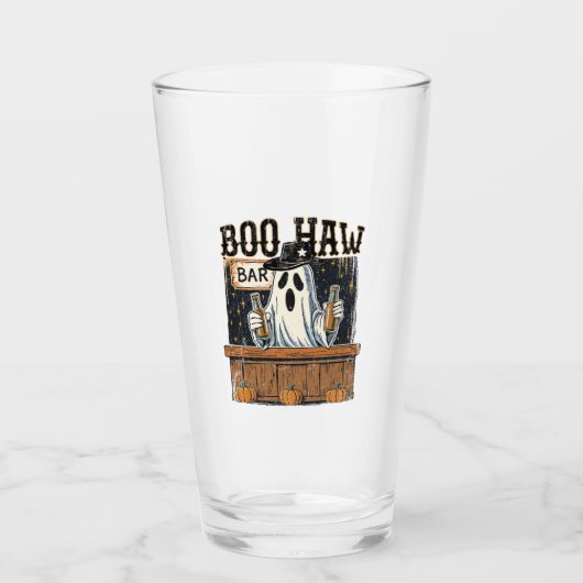 Boo Haw Retro Western Halloween Glas (Voorkant)