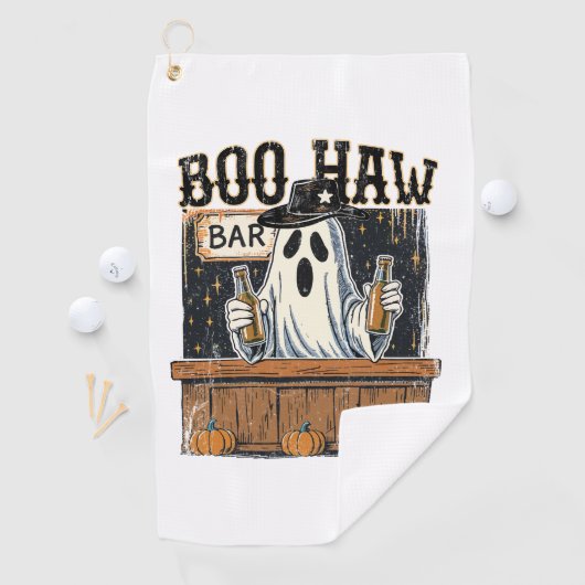 Boo Haw Retro Western Halloween Golfhanddoek (Insitu)