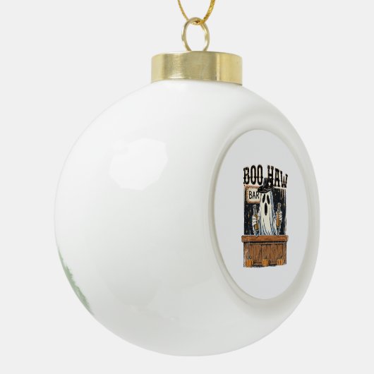 Boo Haw Retro Western Halloween Keramische Bal Ornament (Links)