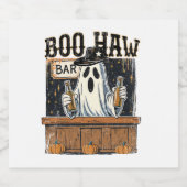 Boo Haw Retro Western Halloween Sparkling Wijnetiket (Enkel label)