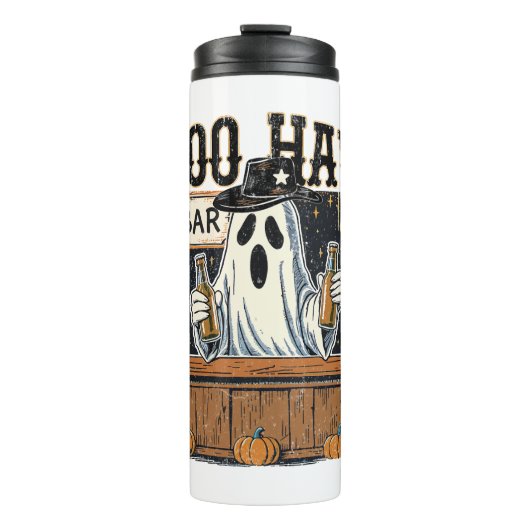 Boo Haw Retro Western Halloween Thermosbeker (Voorkant)