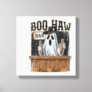 Boo Haw Retro Westerse Halloween Canvas Afdruk