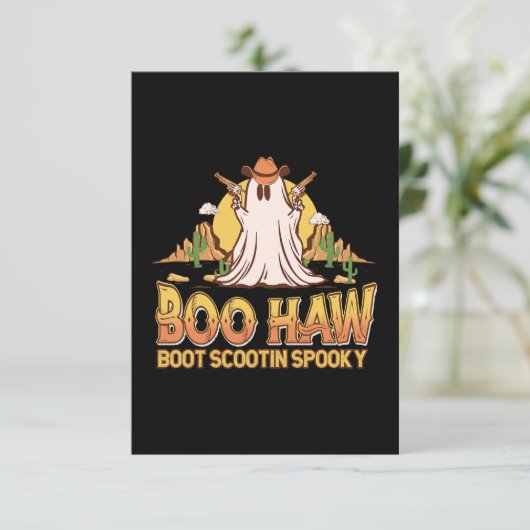 Boo Haw Western Halloween Ghost Funny Schattige Bedankkaart (Staand voorkant)