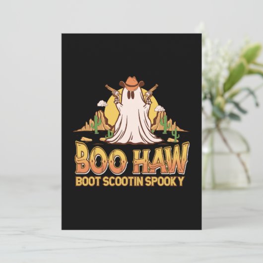 Boo Haw Western Halloween Ghost Funny Schattige Kaart (Staand voorkant)
