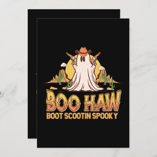 Boo Haw Western Halloween Ghost Funny Schattige Kaart (Voorkant / Achterkant)