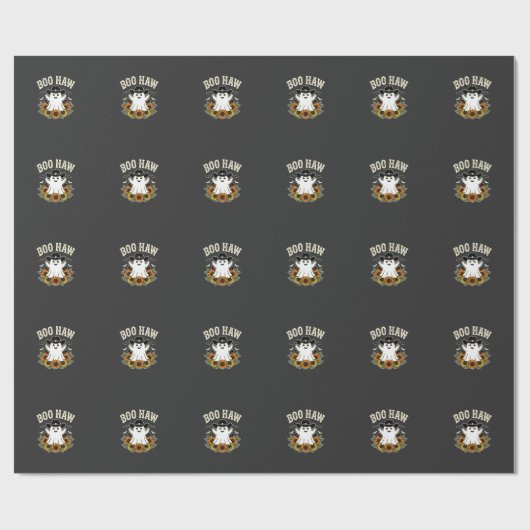 Boo Haw Westers Halloween Spokenhuis Ontwerp Cadeaupapier (Vlak)