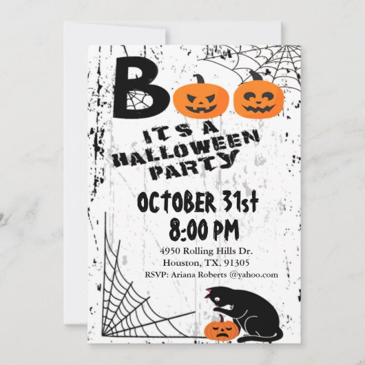 Boo Het is Halloween Feestuitnodiging Kaart (Voorkant)