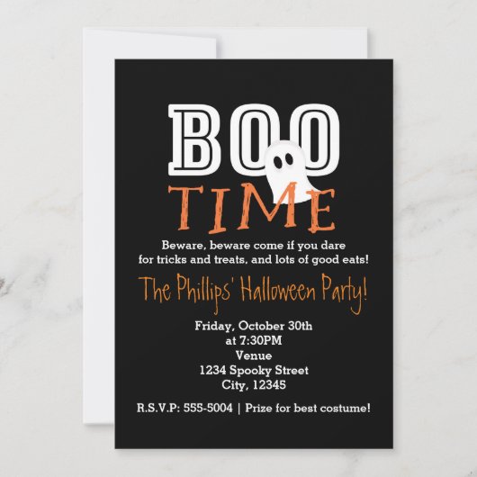 BOO HEURE Halloween Costume Party Invitation (Devant)