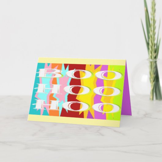 Boo Hoo design flitskleuren witte tekst Kaart (Voorkant)