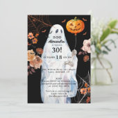 Boo Ik ben 30 Halloween Spooky Floral Ghost Birthd Kaart (Staand voorkant)