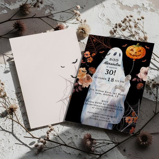 Boo Ik ben 30 Halloween Spooky Floral Ghost Birthd Kaart