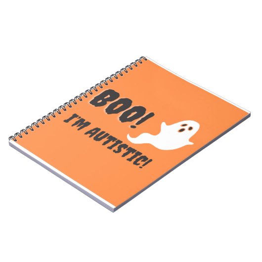 Boo. Ik ben Autistisch. Ghost t-shirt. Notitieboek (Linkerzijde)