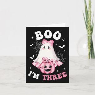 Boo Ik ben Drie 3e Verjaardag Meisje Roze Bow Pomp Kaart